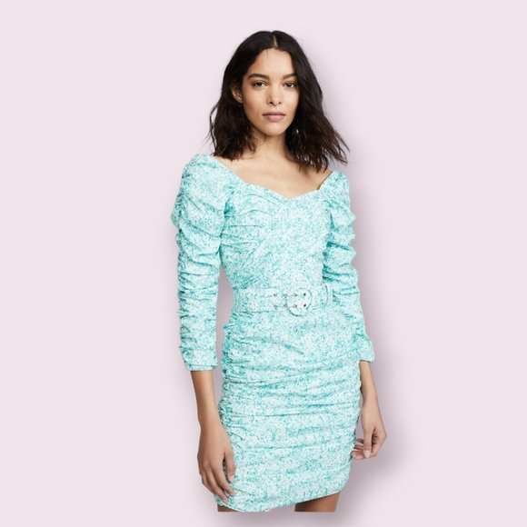 NICHOLAS Crossover Gathered Dress - Aqua Shadow Multi ~ size 2 - Picture 5 of 13